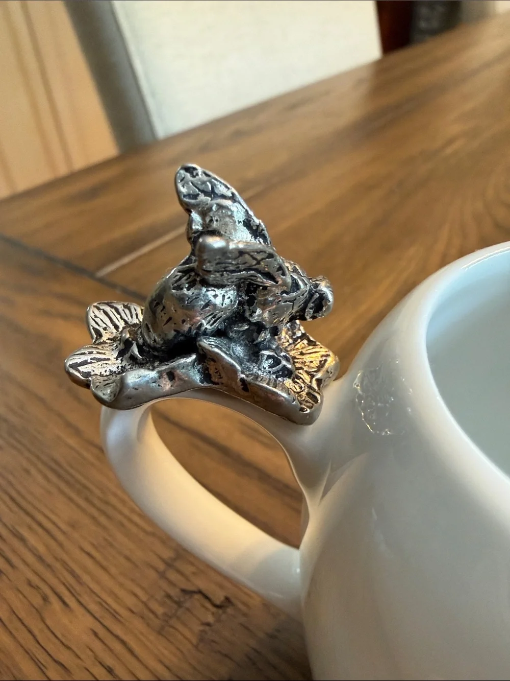 Pillivuyt France and Arte Italica Giardino White Ceramic Creamer Pewter Bee
